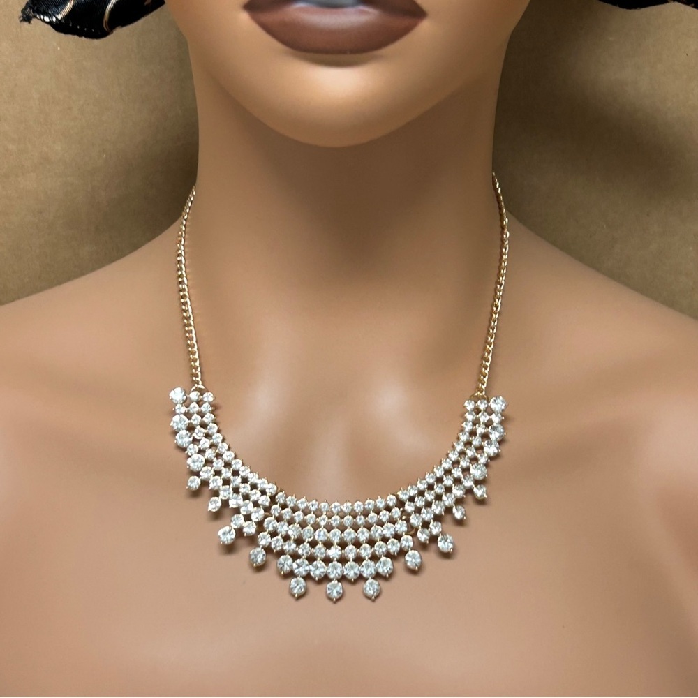 Dazzling Gold and Rhinestone Statement Necklace